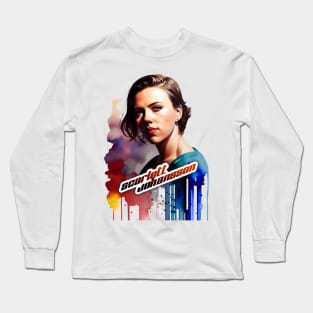 scarlett ingrid johansson watercolor hand drawing graphic design and illustration by ironpalette Long Sleeve T-Shirt
